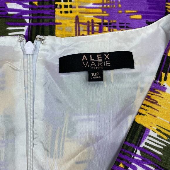 Alex Marie Multicolored Sweetheart Neck Sleeveless Bow Accent Sheath Dress 10P - Picture 7 of 7